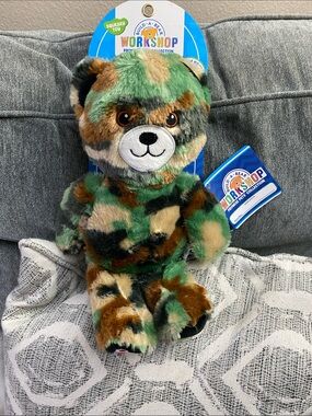 Build-A-Bear  Dog Toy Camouflage Plush Bear in Green, Brown, Black
